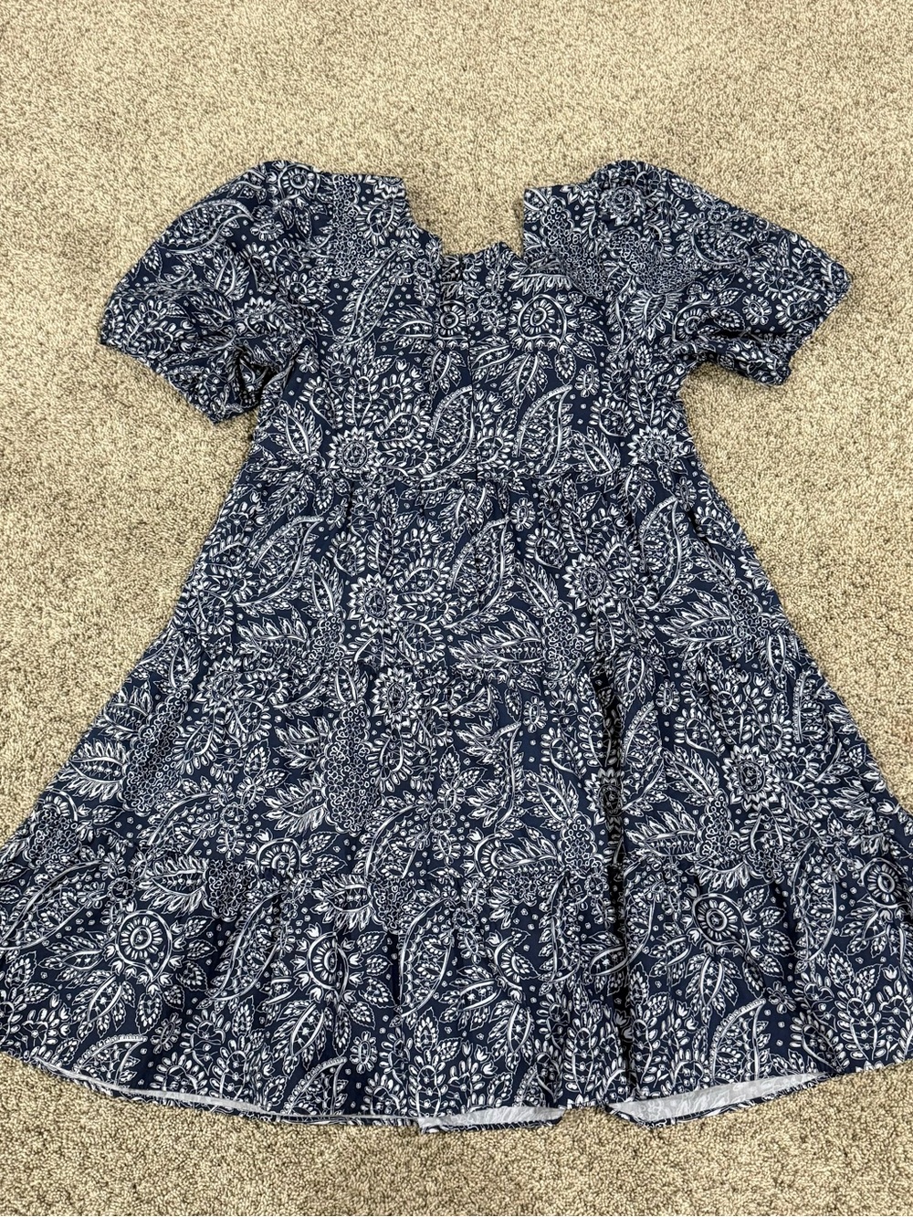 Madewell Blue Poplin Cotton Puff Sleeve Tiered Mini Babydoll Dress Women’s US 4 - Picture 13 of 14